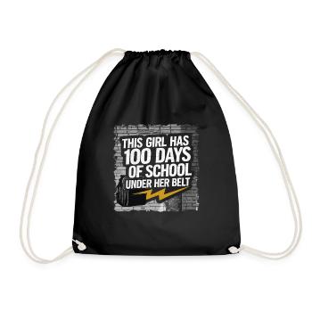 Funny Outfit teacher & student 100 days of school - Drawstring Bag - black - Front