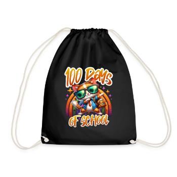 Funny Outfit teacher & student 100 days of school - Drawstring Bag - black - Front
