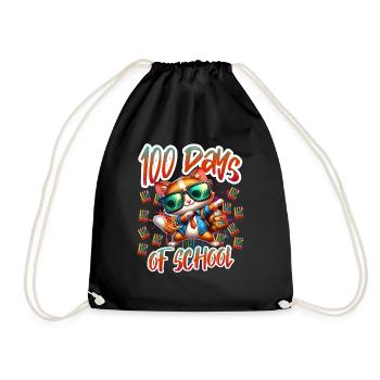 Funny Outfit teacher & student 100 days of school - Drawstring Bag - black - Front