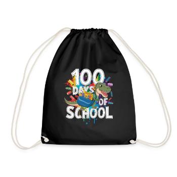Funny Outfit teacher & student 100 days of school - Drawstring Bag - black - Front