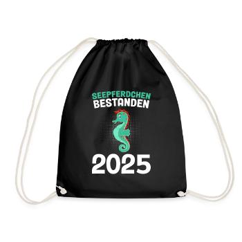 Seepferdchen bestanden 2025 - Turnbeutel - Schwarz - Vorne