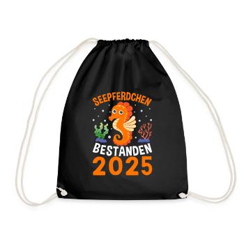 Seepferdchen bestanden 2025 - Turnbeutel - Schwarz - Vorne