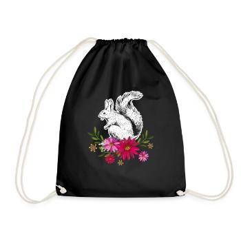 Squirrel With Flowers - Drawstring Bag - black - Front