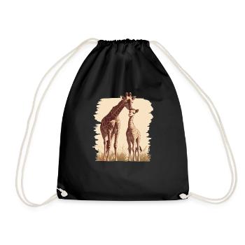 Giraffes Giraffe - Drawstring Bag - black - Front