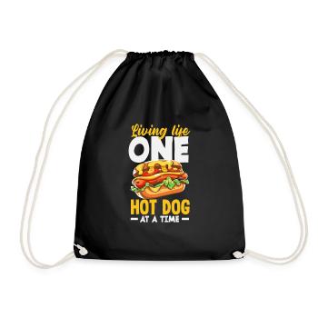 Live life one hot dog at a time - Drawstring Bag - black - Front
