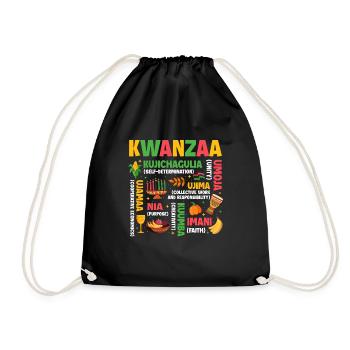 Kwanzaa Seven Principles - African Pride Heritage - Drawstring Bag - black - Front