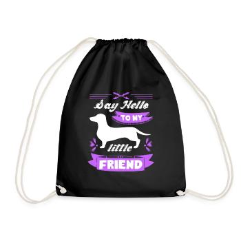 Dachshund Say Hello To My Dachshund - Drawstring Bag - black - Front