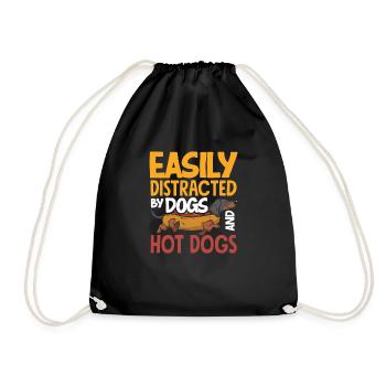 Facilement distrait par les chiens et les hot-dogs - Sac de sport léger - noir - Devant