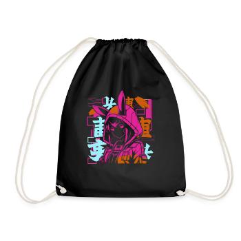 Anime Fille Japonais Coloré Cyberpunk - Sac de sport léger - noir - Devant