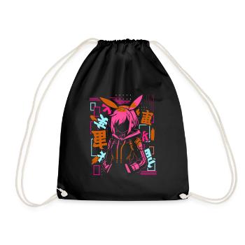 Anime Fille Japonais Coloré Cyberpunk - Sac de sport léger - noir - Devant