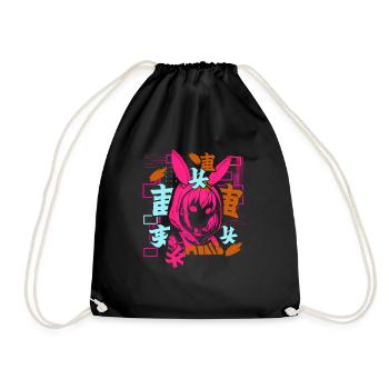 Anime Fille Japonais Coloré Cyberpunk - Sac de sport léger - noir - Devant