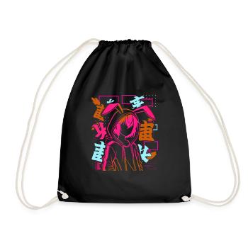 Anime Fille Japonais Coloré Cyberpunk - Sac de sport léger - noir - Devant