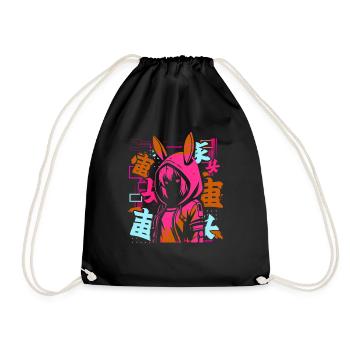 Anime Fille Japonais Coloré Cyberpunk - Sac de sport léger - noir - Devant