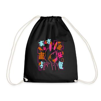 Anime Fille Japonais Coloré Cyberpunk - Sac de sport léger - noir - Devant