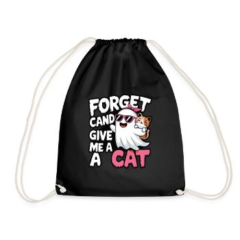 Halloween Cat Forget Candy Give Me A Cat - Drawstring Bag - black - Front