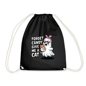 Halloween Cat Forget Candy Give Me A Cat - Drawstring Bag - black - Front