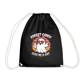 Halloween Cat Forget Candy Give Me A Cat - Drawstring Bag - black - Front