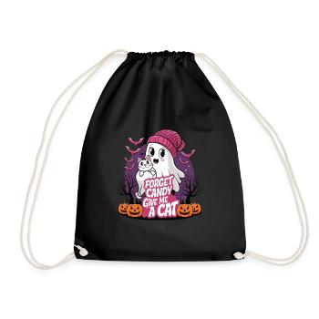 Halloween Cat Forget Candy Give Me A Cat - Drawstring Bag - black - Front
