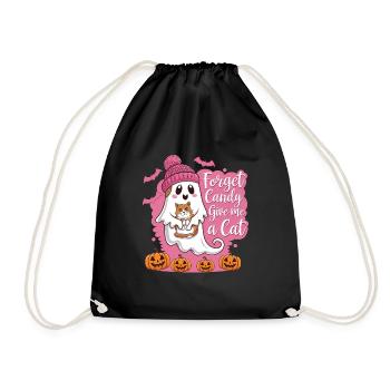 Halloween Cat Forget Candy Give Me A Cat - Drawstring Bag - black - Front