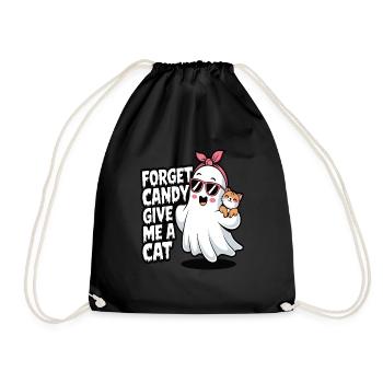 Halloween Cat Forget Candy Give Me A Cat - Drawstring Bag - black - Front
