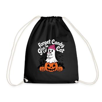 Halloween Cat Forget Candy Give Me A Cat - Drawstring Bag - black - Front