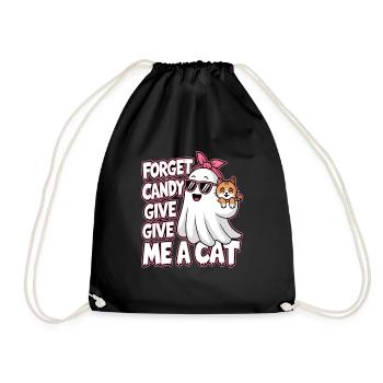 Halloween Cat Forget Candy Give Me A Cat - Drawstring Bag - black - Front