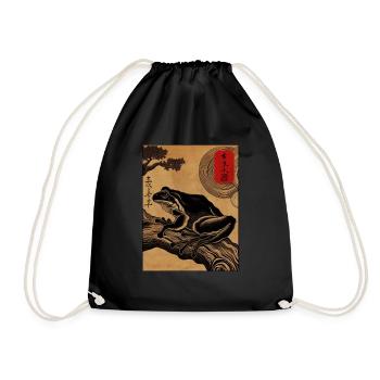 Bloc de bois japonais art grenouille amant kanji - Sac de sport léger - noir - Devant