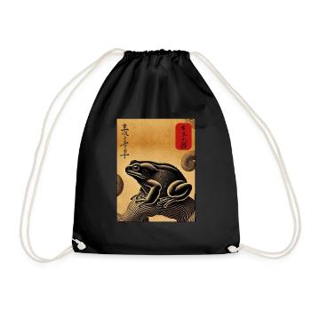 Bloc de bois japonais art grenouille amant kanji - Sac de sport léger - noir - Devant