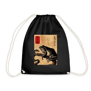 Bloc de bois japonais art grenouille amant kanji - Sac de sport léger - noir - Devant