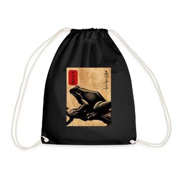 Bloc de bois japonais art grenouille amant kanji - Sac de sport léger - noir - Devant