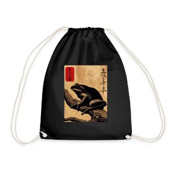 Bloc de bois japonais art grenouille amant kanji - Sac de sport léger - noir - Devant