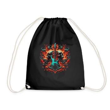 Rock N Roll Guitarist Music Guitarist Skeleton - Drawstring Bag - black - Front