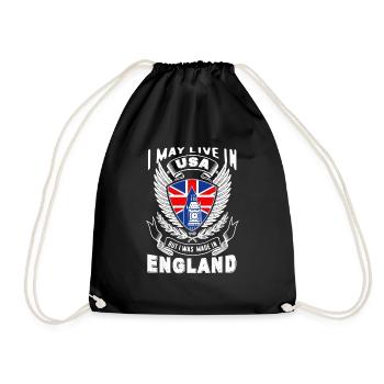 I May Live In USA But I Was Made In England - Drawstring Bag - black - Front