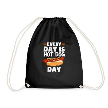 Every day is hot dog day fun - Drawstring Bag - black - Front