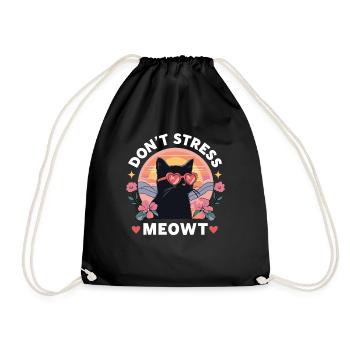 Don't Stress Meowt Cat Cute Kitten - Drawstring Bag - black - Front