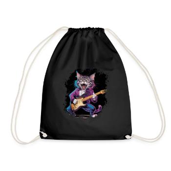 Rock and Roll Cat Guitarist for men-women & kids - Turnbeutel - Schwarz - Vorne