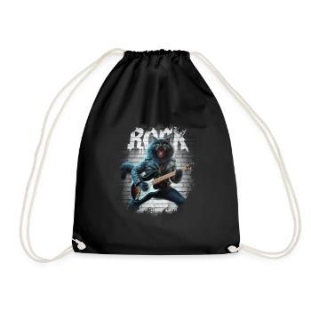 Rock and Roll Cat Guitarist for men-women & kids - Turnbeutel - Schwarz - Vorne