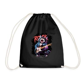 Rock and Roll Cat Guitarist for men-women & kids - Turnbeutel - Schwarz - Vorne