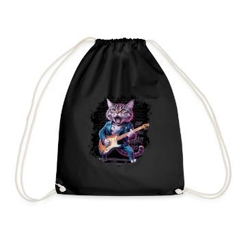 Rock and Roll Cat Guitarist for men-women & kids - Turnbeutel - Schwarz - Vorne