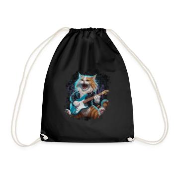 Rock and Roll Cat Guitarist for men-women & kids - Turnbeutel - Schwarz - Vorne