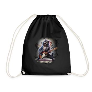 Rock and Roll Cat Guitarist for men-women & kids - Turnbeutel - Schwarz - Vorne