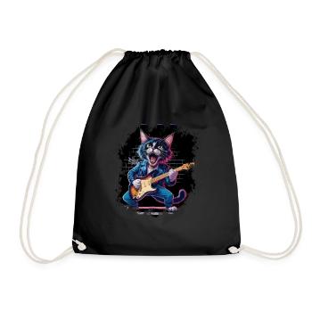 Rock and Roll Cat Guitarist for men-women & kids - Turnbeutel - Schwarz - Vorne