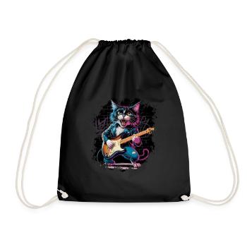 Rock and Roll Cat Guitarist for men-women & kids - Turnbeutel - Schwarz - Vorne
