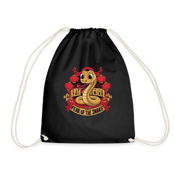 Chinese Year 2025 Year of the Snake - Drawstring Bag - black - Front