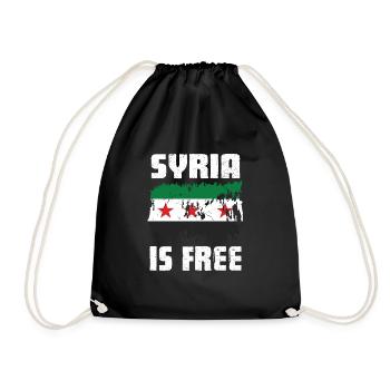 Syria Is Free Syrian Flag - Drawstring Bag - black - Front