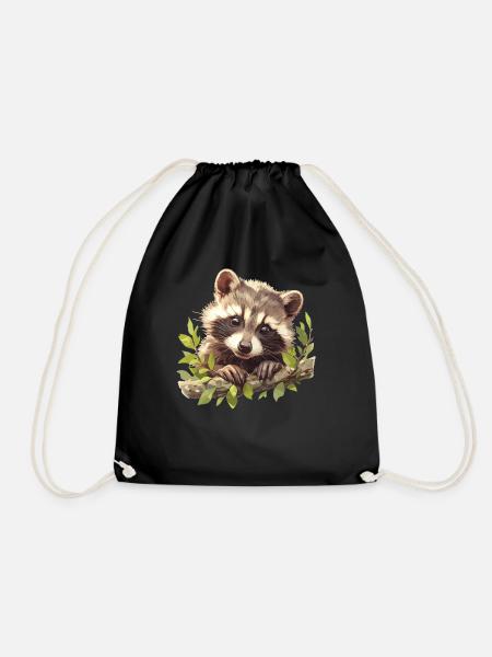 Waschbären Waschbär - Turnbeutel - Schwarz