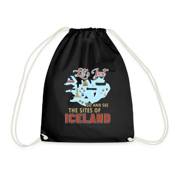 Let's Just Go And See The Sites Of Iceland - Drawstring Bag - black - Front
