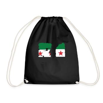 Syria Tee Women Men Kids Distressed Free Syrian Fl - Drawstring Bag - black - Front