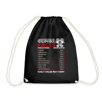 Gemini Facts Horoscope Zodiac - Drawstring Bag - black - Front