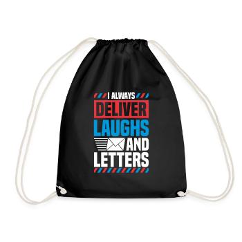 Postbote Paketbote Lachen Briefe Zustellen - Turnbeutel - Schwarz - Vorne